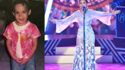 Angie Flores es de las alumnas que más evolucionó en La Academia (foto de la izquierda -Angie de niña).