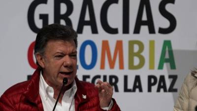 El presidente Juan Manuel Santos agradeció el domingo el apoyo de sus seguidores en los comicios de la primera vuelta.