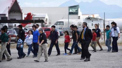 Foto de centroamericanos deportados de Estados Unidos. AFP