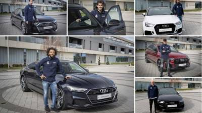 La marca Audi ha realizado la entrega de los lujosos vehículos a la primera plantilla del Real Madrid en Valdebebas, previo al clásico de la Liga Española contra el Barcelona.