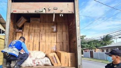 Agentes policiales inspeccionaron el automotor.