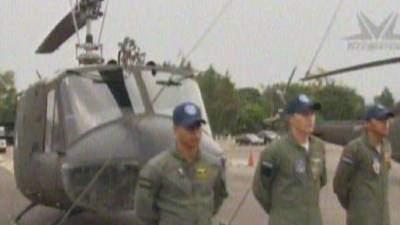 El helicóptero donado hoy por China Taiwán, que suman cuatro en total. Foto cortesía de Hoy Mismo.