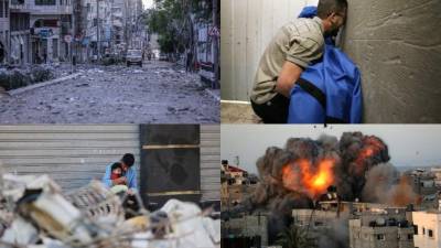 El ejército israelí ha bombardeado en múltiples ocasiones en la última semana la ciudad de Gaza, territorio controlado por el movimiento Hamás. Las imágenes reflejan la destrucción, muerte e incertidumbre provocada tras los ataques. Fotos: AFP / EFE
