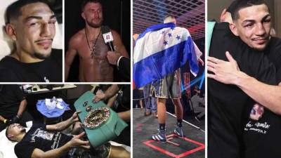 Así fue la celebración de Teófimo López tras coronarse como campeón mundial de los pesos ligeros del boxeo luego de vencer a Vasyl Lomachenko. Festejo con su padre y le dio un preciado regalo. Fotos Top Rank