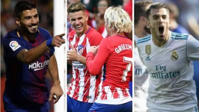 Barcelona, Atlético de Madrid y Real Madrid pelean por el liderato de la Liga Española.