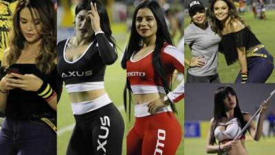 Las bellas chicas que adornan el partido de vuelta del repechaje entre Real España y Honduras Progreso en el estadio Morazán.