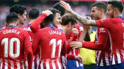 Los jugadores del Atlético de Madrid celebrando el gol de Griezmann ante Alavés. Foto atleticodemadrid.com