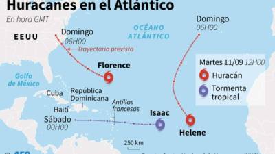 Los huracanes Florence, Isaan y Helene, se intensifican en el Atlántico.