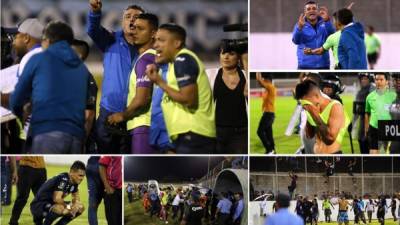 En imágenes el relajo que se desató al final del partido Motagua-UPN en el estadio Carlos Miranda de Comayagua. Diego Vázquez enloqueció contra Salomón Nazar.