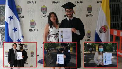 Los universitarios posaron para fotografías tras retirar su título.