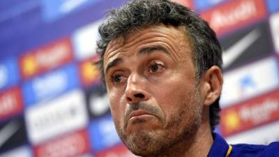 Luis Enrique, en la conferencia de prensa que ofreció este viernes en Barcelona. Foto AFP