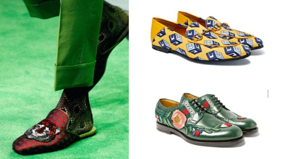 Han tenido mucho éxito los 'loafers' o diseños sin talón en materiales como cuero y tartán, todos con el icónico logotipo de la doble G.