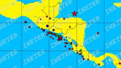 En la imagen publicada por Copeco se mira señalada con una estrella la zona donde se originó el sismo.