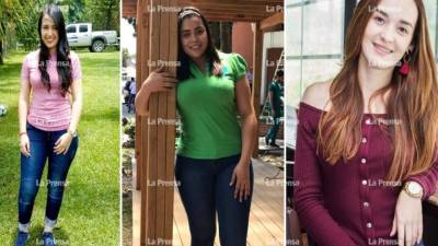 Fotografías en vida de las copanecas Andrea Borjas, Gredis Pacheco y Kenia Paz.