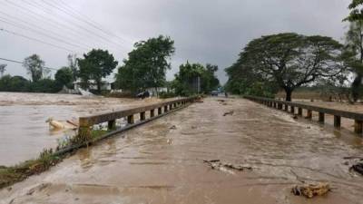 El río Tocoa superó el límite de su capacidad por las lluvias y comenzó a producir daños en sus alrededores.