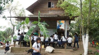 En la casa de madera de dos pisos reciben clases los menores emprendedores de Santa Cruz de Yojoa.