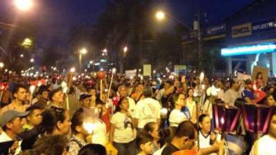 Foto que circula en Facebook de la marcha en La Ceiba.