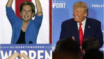 Elizabeth Warren y Donald Trump. Fotos: AFP