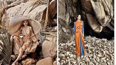 A través de una sesión de fotos que simboliza la historia de una sirena que surge del mar se presentaron los diseños.