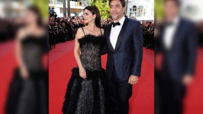 Penélope Cruz y Javier Bardem en la alfombra.