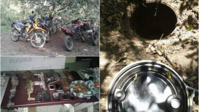 Motocicleta, armas y el lugar en el que se halló la droga en la capital industrial del país.