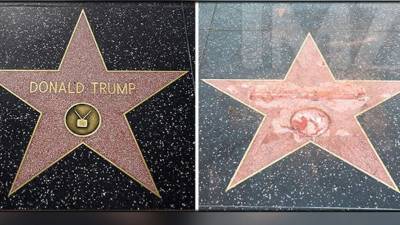 Así quedó la estrella de Donald Trump.