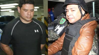 El exoficial Álvaro García y el alcalde de Talanga Neftalí Romero al salir de los juzgados capitalinos. El primero fue enviado a Támara y el segundo estará preso en un batallón.