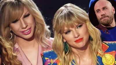 Travolta no pudo diferenciar a Taylor Swift con su imitadora Jade Jolie.