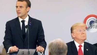 El presidente francés Emmanuel Macron y su homólogo estadounidense, Donald Trump. AFP