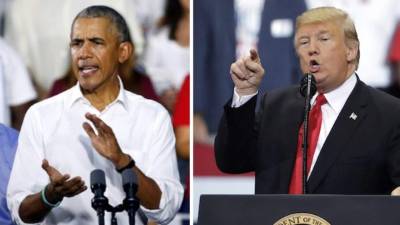 Barack Obama y Donald Trump, los protagonistas que mantienen dividida a la opinión pública.