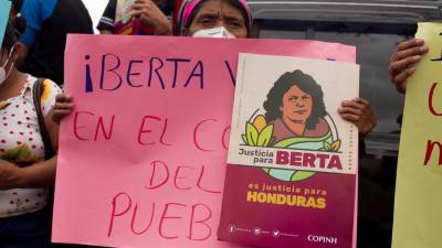 de una protesta por el asesinato de la ambientalista Berta Cáceres, en una imagen de archivo