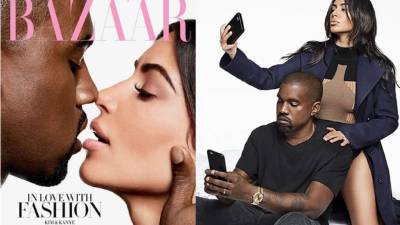 Kim Kardashian y Kanye West. Foto:Karl Lagerfeld