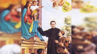 La virgen María Auxiliadora y San Juan Bosco.