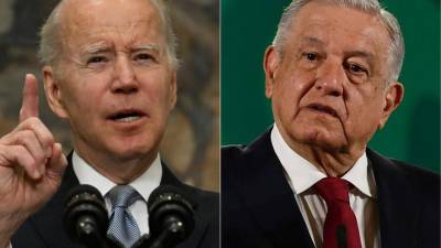 Combinación de imágenes que ilustra a los presidentes Joe Biden y Andrés Manuel López Obrador.
