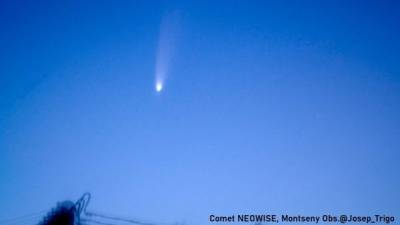 Imagen de 6 de julio del cometa NEOWISE registrada desde el Observatorio del Montseny B06. EFE/Josep M. Trigo/CSIC-IEEC