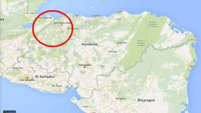 Localización de la zona donde perdieron la vida al menos 7 personas en el occidente de Honduras.