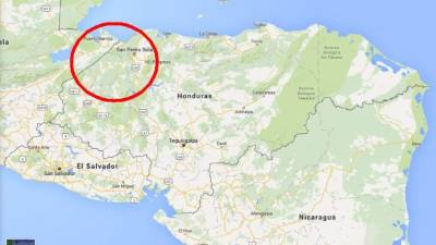 Localización de la zona donde perdieron la vida al menos 7 personas en el occidente de Honduras.