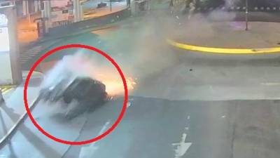 Cámaras del 911 captan aparatoso accidente en Tegucigalpa
