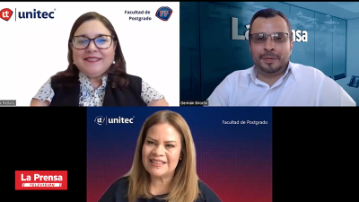 Ana Retally, directora de facultad de posgrado de UNITEC y Larissa Pineda, asesora académica de la maestría de Derechos Humanos presentan la nueva maestría en Derechos Humanos.