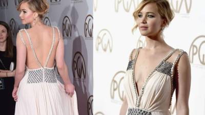 La actriz Jennifer Lawrence dejó ‘mudos’ a muchos de sus seguidores y fotógrafos, quienes se hicieron presentes en la alfombra roja de los Producers Guild Awards.