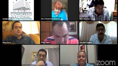 Los diputados consultándole a Marco Bográn todo lo relacionado con los hospitales móviles.