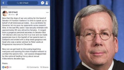 El juez Bill O'Neill dijo que está harto de escuchar que hablan de los hombres que supuestamente acosan.