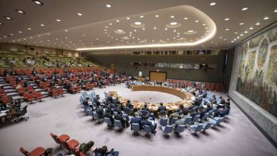 Fotografía en donde aparece el Consejo de Seguridad reunido en una sesión sobre Corea del Norte. EFE