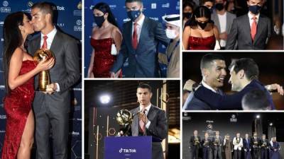 Cristiano Ronaldo fue elegido como el Mejor Jugador del Siglo XXI en los premios Globe Soccer Awards en Dubái, a donde llegó acompañado de su hermosa mujer Georgina Rodríguez, quien deslumbró luciendo un look muy sensual.