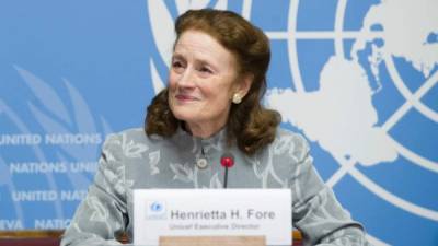 Henrietta Fore fue nombrada como directora ejecutiva de Unicef en enero de 2018.