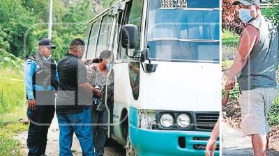 Parientes de Johny Alexander Pineda observan el cuerpo que quedó cerca de la puerta del bus.
