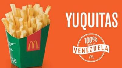 En lugar de papas fritas, la cadena ofrece yuca frita 100% venezolana.