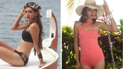 Elegancia bajo el sol. Traje de dos piezas negro: Lovable L 1,218. Aretes en fleco: Da’lila L290. Pañuelo: Glamo L800. Brazalete: Da’lila L325. Traje de baño 'one shoulder': Lovable L1,112. Sombrero: Da’lila L190. Maxi aretes de flecos:Marsol Sagastume L700. Brazalete: Da’lila Accesorios L325.