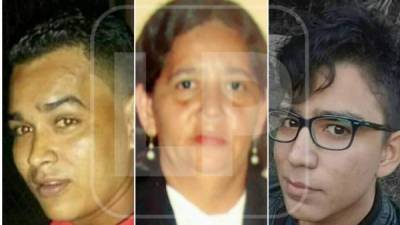 Fallecidos: Lenín Alexander Pérez, María Agueda Arita y Carlos Roberto Flores.