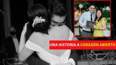 La imagen central ilustra el día cuando René y Daniela se casaron, apenas unos días después de conocer del diagnóstico de cáncer.